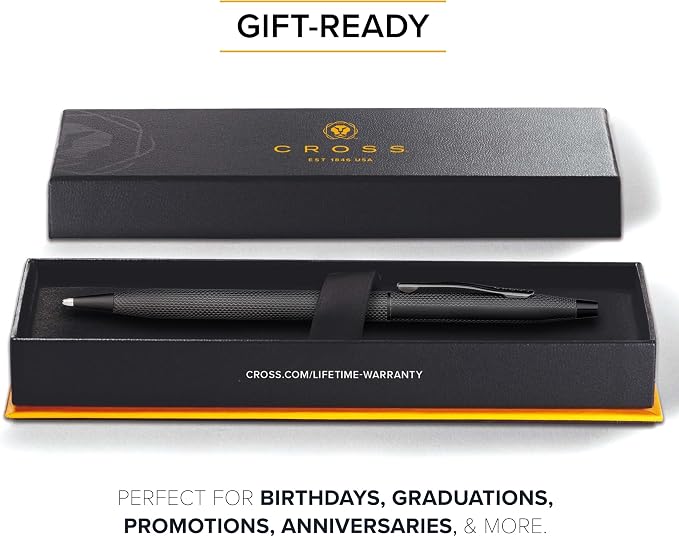 Cross Classic Century Refillable Ballpoint Pen Presented in a Luxury Gift Box - Medium Point, Black Ink, Brushed Black