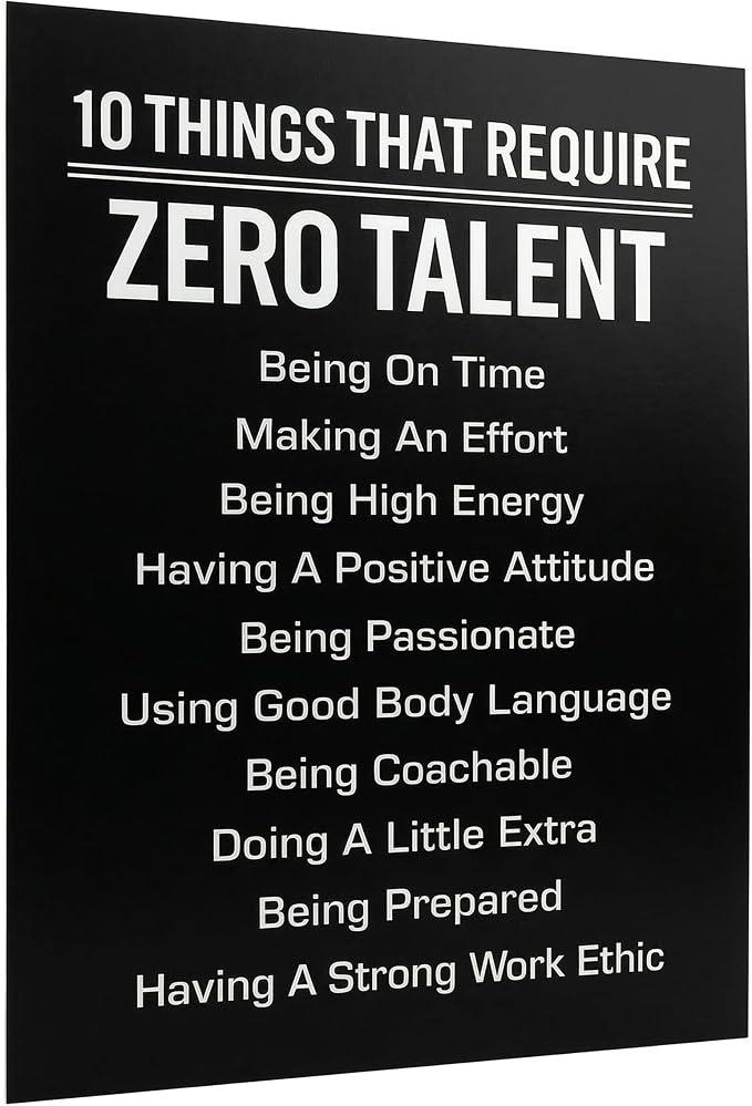 10 Things That Require Zero Talent -Motivational Wall Decor, 8x10 Inches Unframed Office Wall Art Print, Inspirational Leadership Quote Poster for Work, Gym, Classroom and Team Building