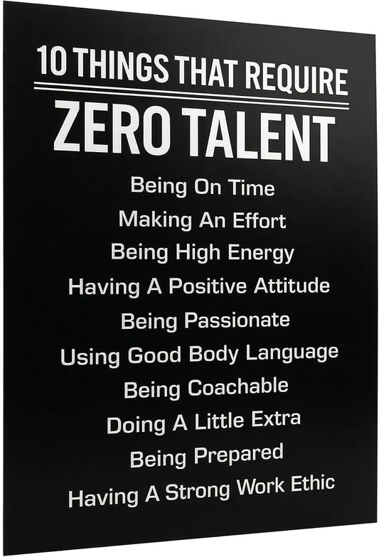 10 Things That Require Zero Talent -Motivational Wall Decor, 8x10 Inches Unframed Office Wall Art Print, Inspirational Leadership Quote Poster for Work, Gym, Classroom and Team Building