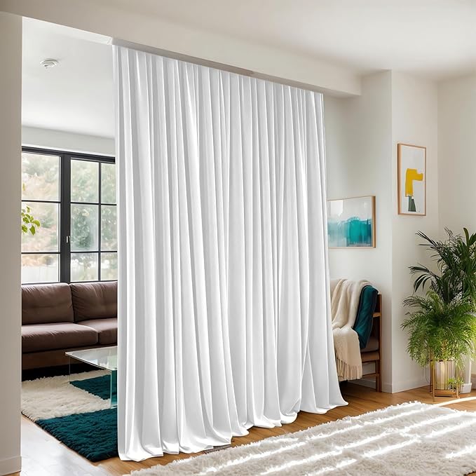 Floor to Ceiling Curtain for Wall Ceiling Mount Track - Extra Wide Blackout Curtains Room Separator - Privacy Room Divider Curtains for Ceiling Track System or Rod with Hooks, 1 Panel