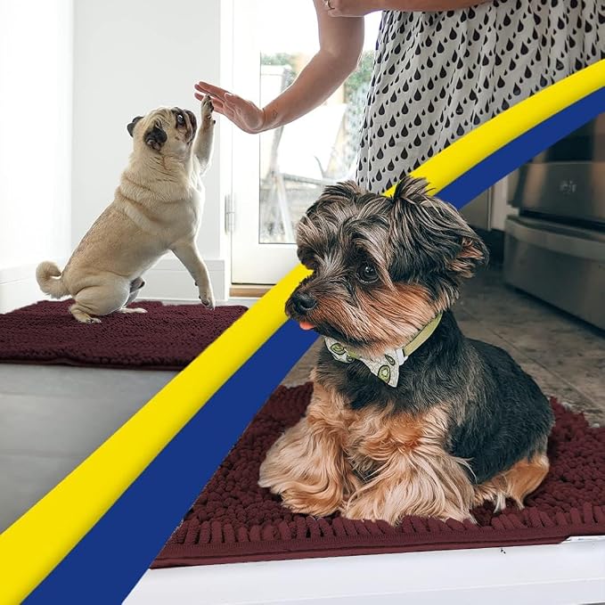 Muddy Mat® | Super Absorbent Door Mat Indoor, Microfiber Quick Dry Chenille Entryway Rug, Non-Slip Front Door Mat, Indoor Mats for Entryway, Machine Washable Pet Rug, Rust 19" x 30"