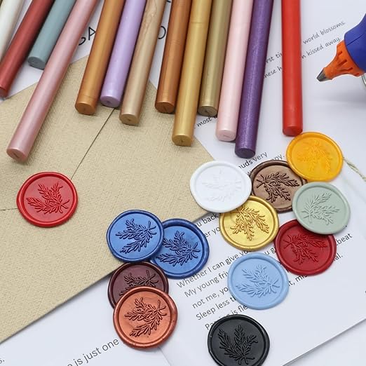 Wax Seal Gun Kit Sealing Wax Sticks 20P with Glue Gun,Wax Seal Kit, Atopbb Wine Red 20Pcs Sealing Wax Sticks with Glue Gun Great for Wax Seal Stampfor Wedding Invitations (20, New Burgundy)