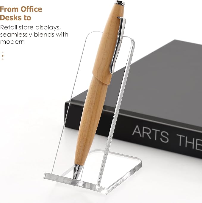 SANRUI Acrylic Pen Display Stand Holder, Clear Fountain Pen Makeup Brush Rack, Ballpoint Pen Showcase, Paintbrush Drying Organizer Desk for Home School Office or Store Use, Holds 1 Pen