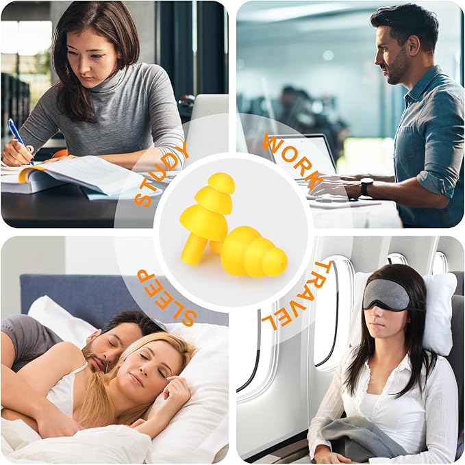Ear Plugs for Sleeping Noise Cancelling, Soft Silicone Ear Plug, 8 Pairs Reusable Ear Plug, Waterproof Noise Reduction Earplugs for Sleeping, Concert, Snoring, Travel, Work (8 Colors)