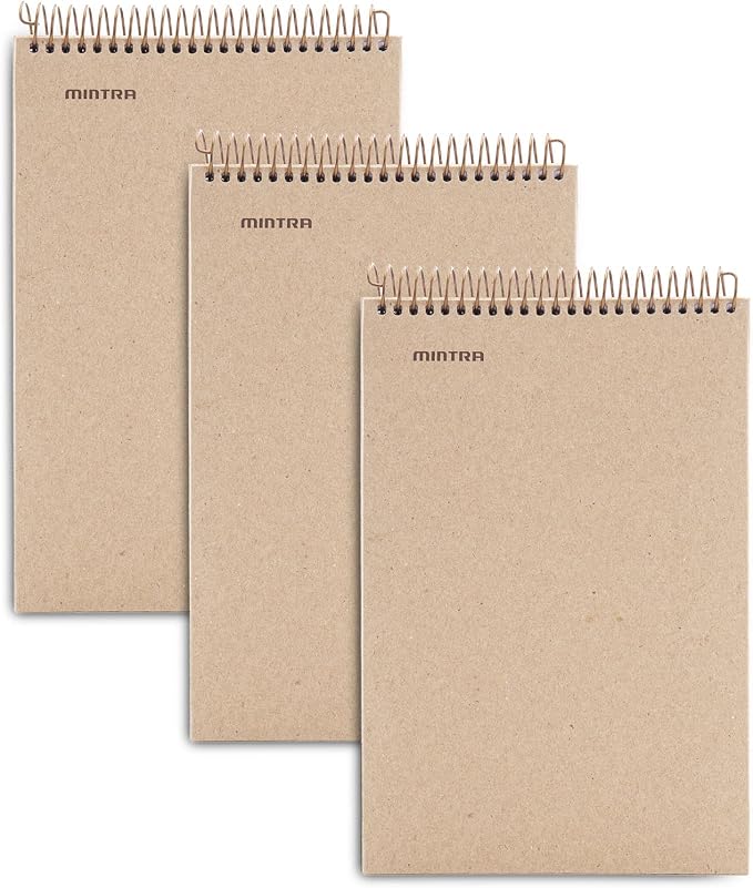 Mintra 100% Recycled Notebooks (Steno Book, Kraft Cover 3pk)