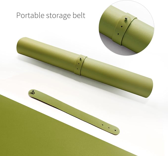 RENMTURE Dual-Sided Mouse Pad, Natural Cork & PU Leather Large Desk Pad for Office and Home Work, Desk Protector Non-Slip, Waterproof, Easy Clean (Olive Green, 23.6" x 13.7")