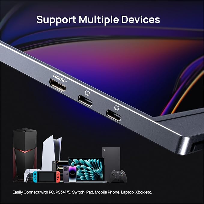 ARZOPA 16.1'' 144Hz Portable Gaming Monitor, 106% sRGB 1080P FHD Kickstand Portable Monitor with HDR, Ultra Slim, Eye Care, External Second Screen for Laptop, PC, PS5, Mac, Xbox-Z1FC Gray