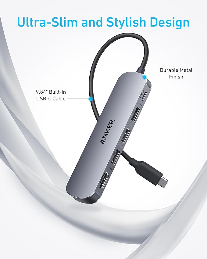 Anker USB C Hub, 5-in-1 USB Hub for Laptops, 4K HDMI USB-C Multiport Adapter with 90W Max Power Delivery, 3 USB A Data Ports USB C Dongle, Compact for MacBook, Dell, and More (Charger Not Included)
