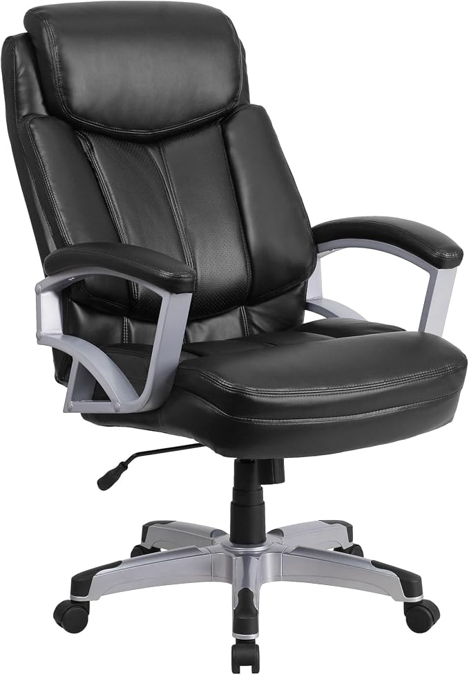 Flash Furniture HERCULES Series Big & Tall 500 lb. Rated Black LeatherSoft Executive Swivel Ergonomic Office Chair with Arms