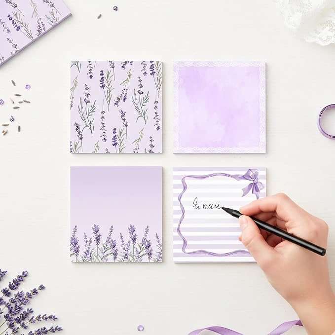 Aesthetic Sticky Notes Gifts, 9 Pack Purple Aesthetic Notepads 3x3 Inch Gifts for Coworkers Students, Vintage Pastel Memo Pads Office School Supplies for Men Women (450 Sheets)