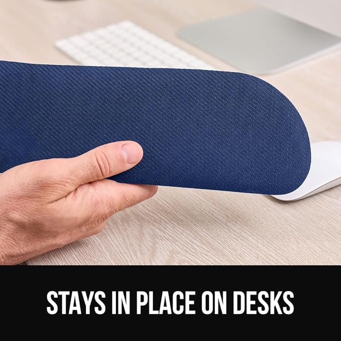 GORILLA GRIP Silky Memory Foam Keyboard Wrist Rest for Computer and Mouse, Ergonomic Typing Support Pad, Desk Office Supplies, Gaming Accessories, Hand & Arm Mousepad Cushion and Coaster Set Navy Blue