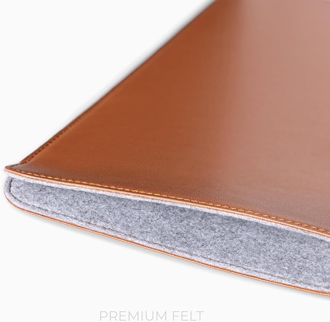 Comfyable Laptop Sleeve 14 Inch Precisely Compatible with MacBook Pro M5 M4 M3 M2 Pro/Max 2026-2021, Faux Leather Cover Case, 14 in, Brown
