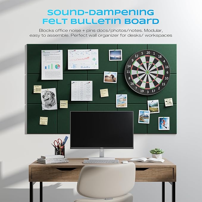 22 Pack Self-Adhesive Acoustic Panels, 12" X 12" X 0.4" High-Density Sound Proof Foam Panels for Walls, Soundproof Wall Panels for Home & Office (Forest Green)