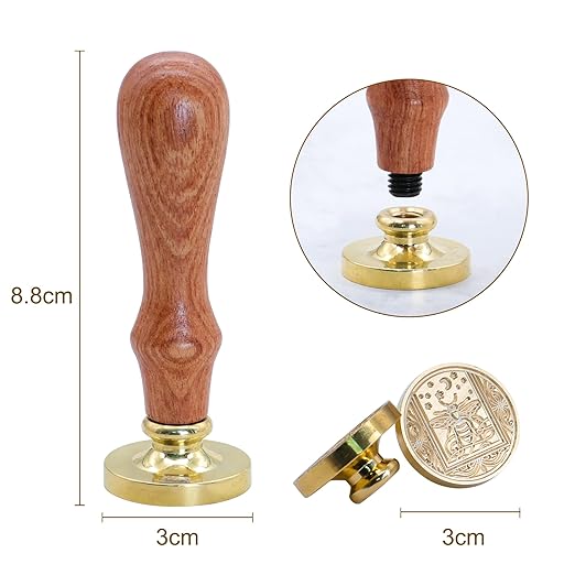 SWANGSA Wax Seal Stamp Set, Vintage 6 Pieces Sealing Wax Stamp Heads and 1 Wooden Handle for Wedding Party Invitations, Letters, Envelopes, Christmas (Starry Animals Set)