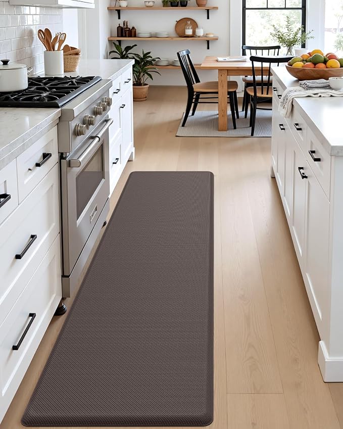 DEXI Kitchen Mat Cushioned Anti Fatigue, Extra Long Large Comfort Standing Floor Mats Waterproof, Memory Foam Antifatigue Runner Rug for Desk Office, Sink, Laundry, 70x20, Brown