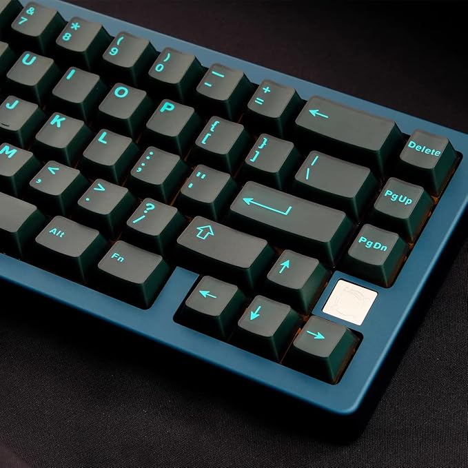 Sumgsn 114 Keys Translucent Keycaps Cherry Profile Doubleshot Cyan Keycap Set Fit for 60% 65% 75% Cherry Mx Switches Mechanical Keyboards