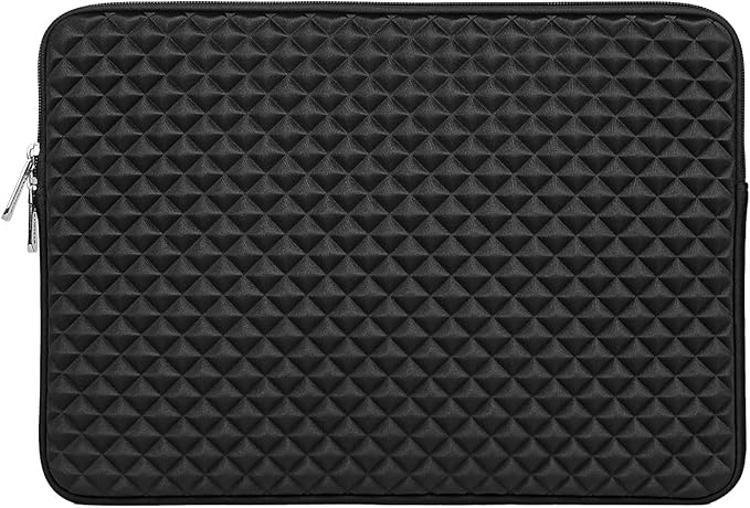 RAINYEAR 15 Inch Laptop Sleeve Diamond Foam Shock Resistant Padded Case Fluffy Lining Cover Carrying Bag Compatible with 15.4" MacBook Pro/Air, Surface Laptop 3/4 15", New XPS 15 Touch (Black)