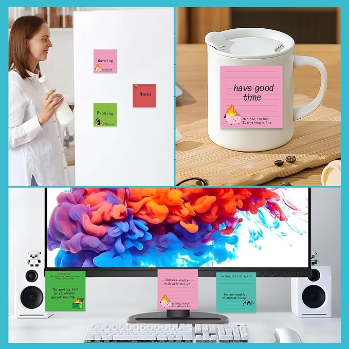 Funny Sticky Notes Gifts - 9 Pack Colorful Fun Notepads Gag Gifts for Work 3x3 Inch, Sarcastic Self-Adhesive Memo Pads School Office Supplies for Coworkers (450 Sheets)