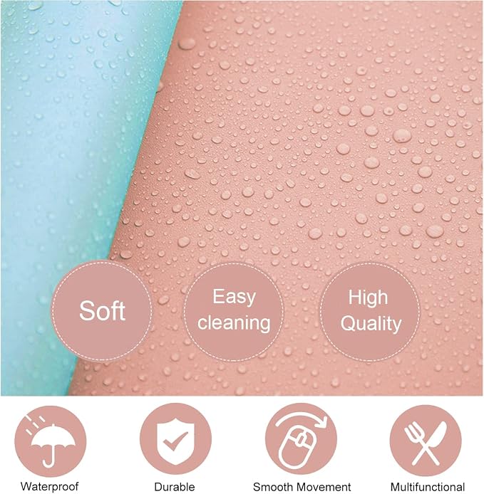 SUJAYU Dual Sided PU Leather Desk Pad, Mouse Pad, Office Desk Mat, Non-Slip Laptop Desk Pad, Waterproof Desk Writing Pad for Office and Home (31.5" x 15.7", Pink+Light Blue)