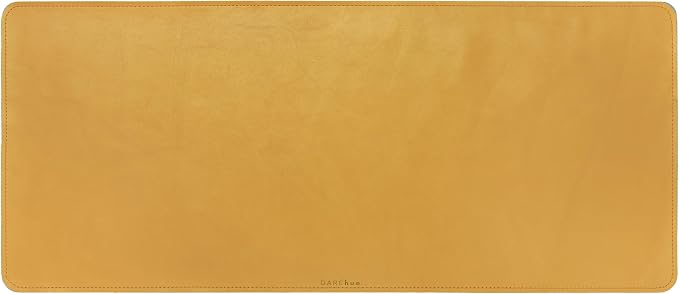 Full Grain Genuine Leather – Mustard Yellow (XL) - Premium Desk Mat with Non-Slip Backing, Thick 3mm, Office Desk Protector for Work & Gaming (Extra Large 35.4 x 15.7 inch)