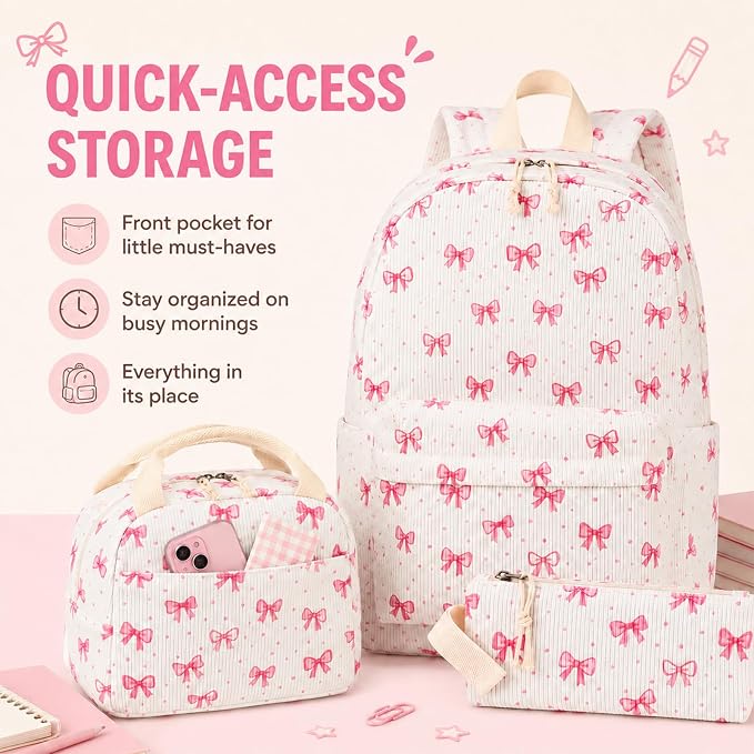 Bluboon School Backpack Set Girls Womens Laptop Bookbag Casual Daypack Fits 15 inch Laptop with Lunch Tote Bag and Pencil Bag