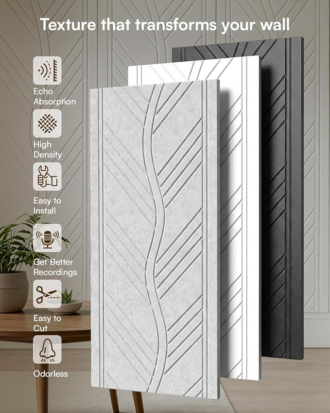 SODOCT 6 Pack Large Acoustic Panels, 47.2" X 23.6" X 0.4" Sound Proof Panels for Walls, Wall Paneles Decorativos Para Pared for Home Studio & Office, White