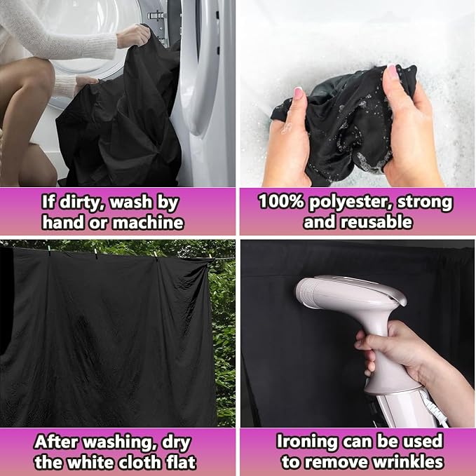 5x7.2ft Black Background for Photography, Premium Black Wall Backdrop Curtains Polyester Birthday Party Decoracion Back Drop Content Creator Background Screen for Studio Video Photo Booth Photoshoot