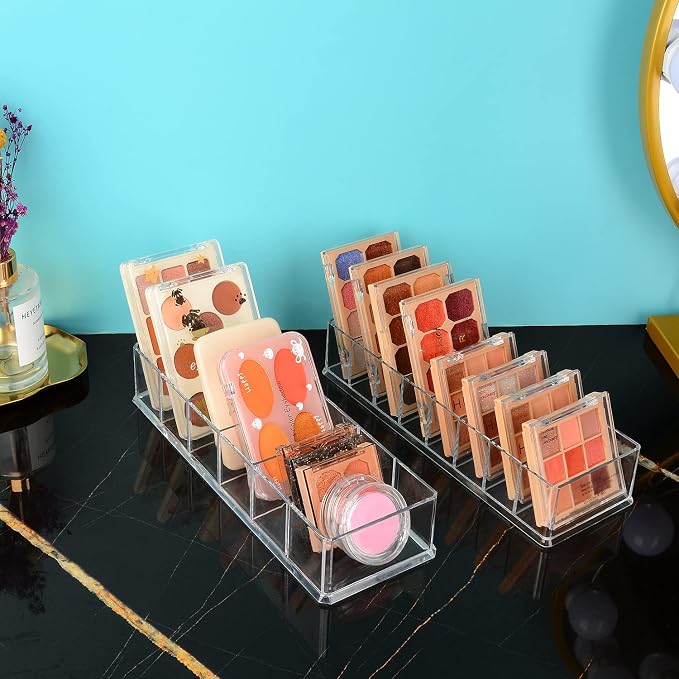 JessLab Acrylic Organizers, Bathroom Organizer for Drawer, Cosmetic Display Cases for Vanity, Countertop, Desk, Kitchen, and Makeup Storage, 6-Section