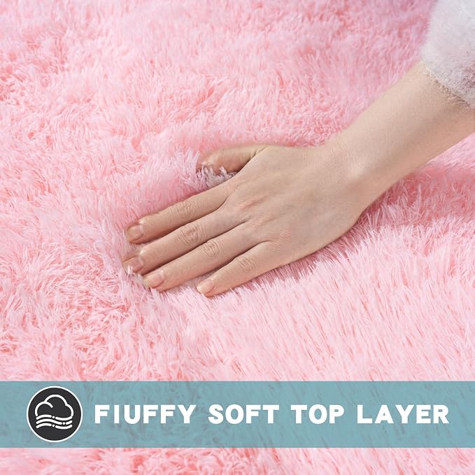 Pink Area Rugs for Living Room, 5x7 Fluffy Shaggy Rug Soft Carpets, Rugs for Bedroom Nursery Kids Room Dorm Home Decor Aesthetic