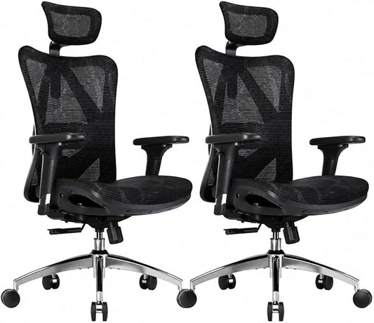 SIHOO M57 Ergonomic Mesh Office Chair, High Back Home Desk Chair with 3D Armrests, Lumbar Support and Adjustable Headrest, Comfortable Computer Chair, Big & Tall Office Chair Hold 330 LBS-Ebony
