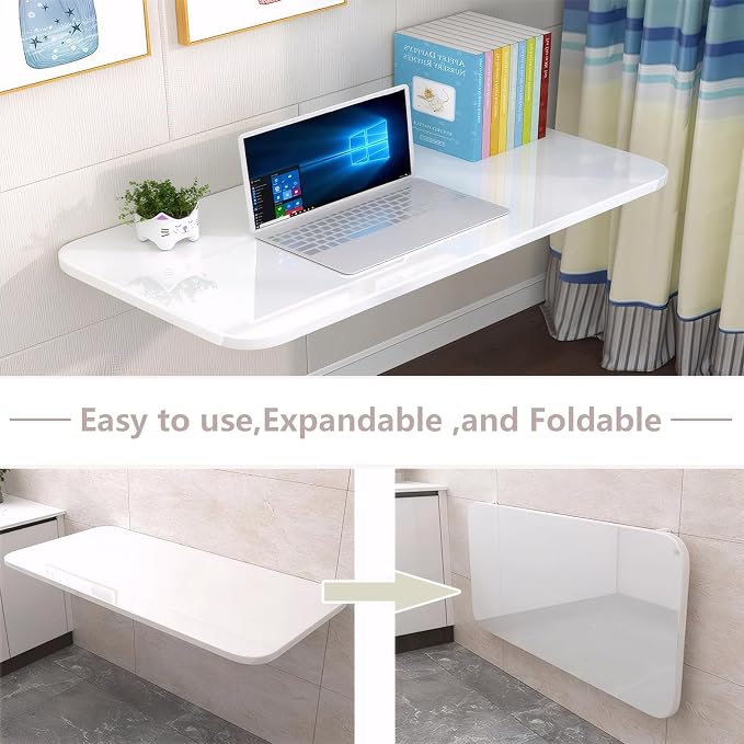 Wall Mounted Laundry Room Folding Table，Fold Down Desk for Small Spaces |Office|Study|Work Bench|Kitchen Dining Restaurant| Home Bar | Waterproof Easy to Install and Clean