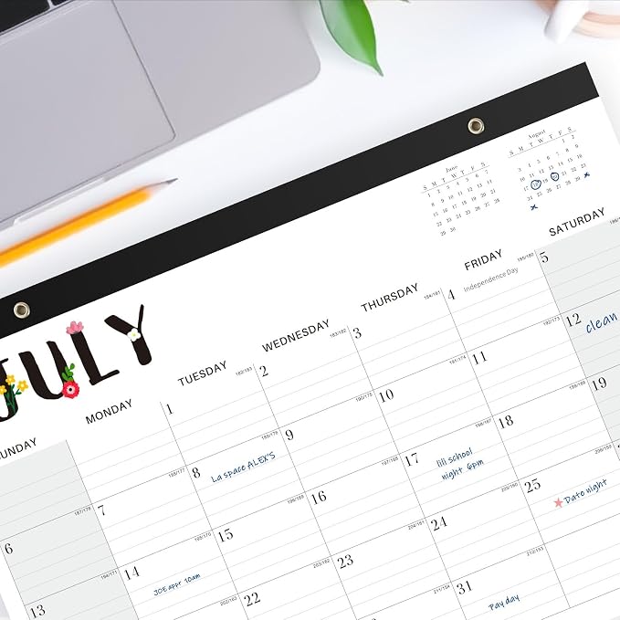 Desk Calendar 2026, 18 Months Calendar Runs from January 2026 to June 2027 Large 17 x 12 inch Desktop or Wall Monthly Calendar Planner for Home School or Office, Black