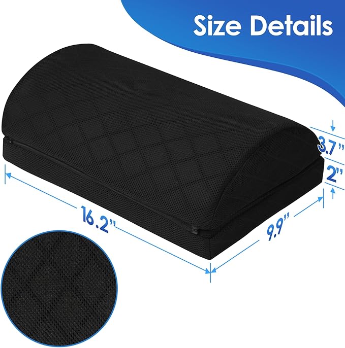 CushZone Foot Rest for Under Desk at Work Adjustable Foam for Office and Home, Office Desk Accessories，Comfortable Footrest with 2 Adjustable Heights，Back & Hip Pain Relief (Black)