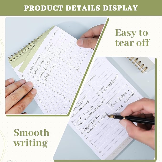 2 Packs To Do List Notepad, Totally 208 Pages To Do List Notebook A5 Undated Daily Planner Notepad with Transparent Cover and Task Checklist Home Office School Supplies, Simple Style