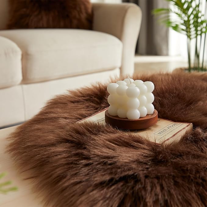 EasyJoy Ultra Soft Fluffy Shaggy Area Rug, 2 x 4 ft, Coffee | Sheepskin