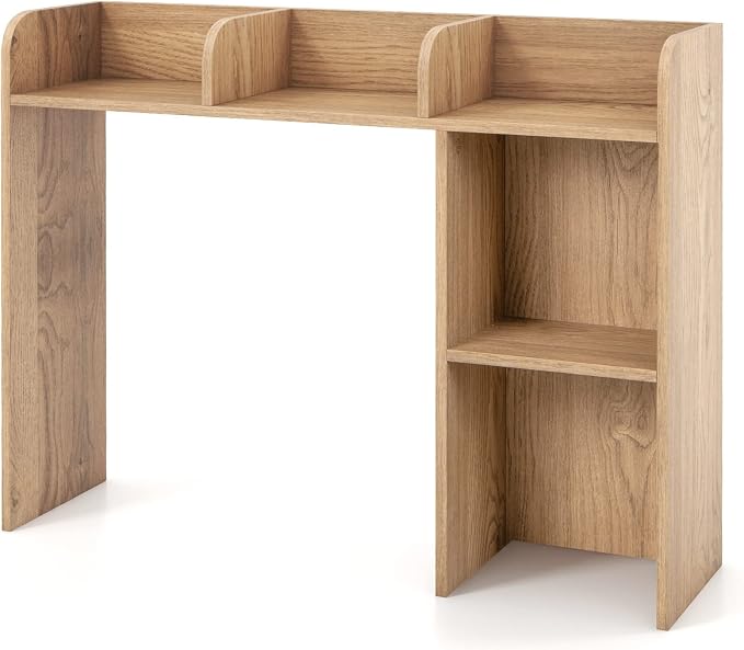 Tangkula Desktop Bookshelf, Countertop Storage Hutch with 5 Shelves for Computer Desk, 3-Tier Display Rack, Multipurpose Wood Storage Organizer for Dorm Office Home