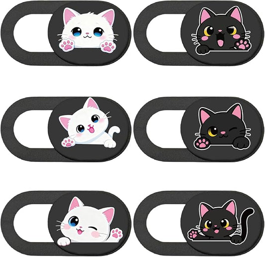 6Pcs 6 Styles Cat Camera Cover Slide Webcam Privacy Cover Cute Cats Design Ultra-Slim Camera Blocker for Laptop Desktop Computer Tablet Phone Notebook Mini PC Accessories Home Office Use