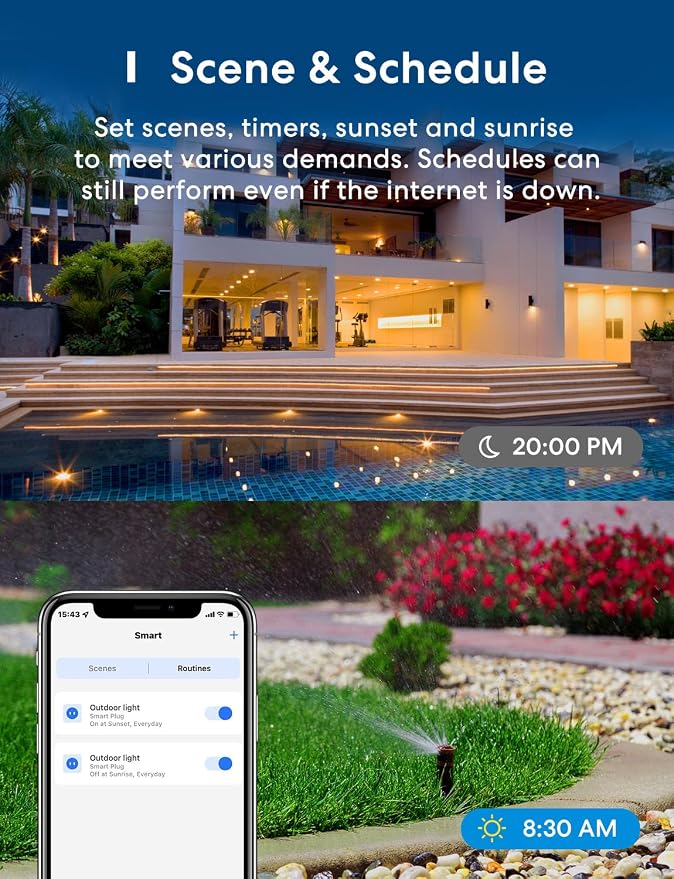 Outdoor Smart Plug, meross Outdoor Wi-Fi Outlet with 3 Independent Sockets Compatible with Apple Homekit, Alexa and SmartThings, Voice & Remote Control, Timer, 2.4 GHz only,Black