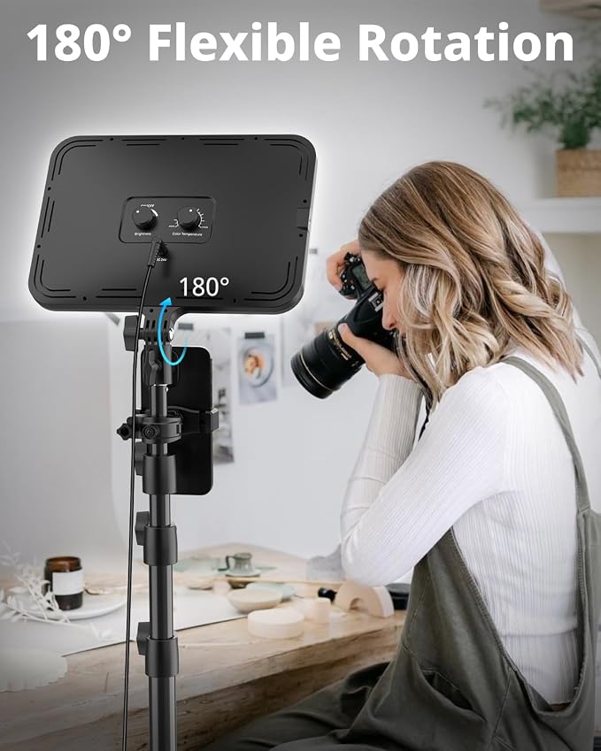 UBeesize 2 Pack LED Video Light Kit, Photography Lighting, 13" Studio Lights with 65" Tripod Stand and Phone Holders, Podcast Lighting for Video Recording,Tiktok,YouTube