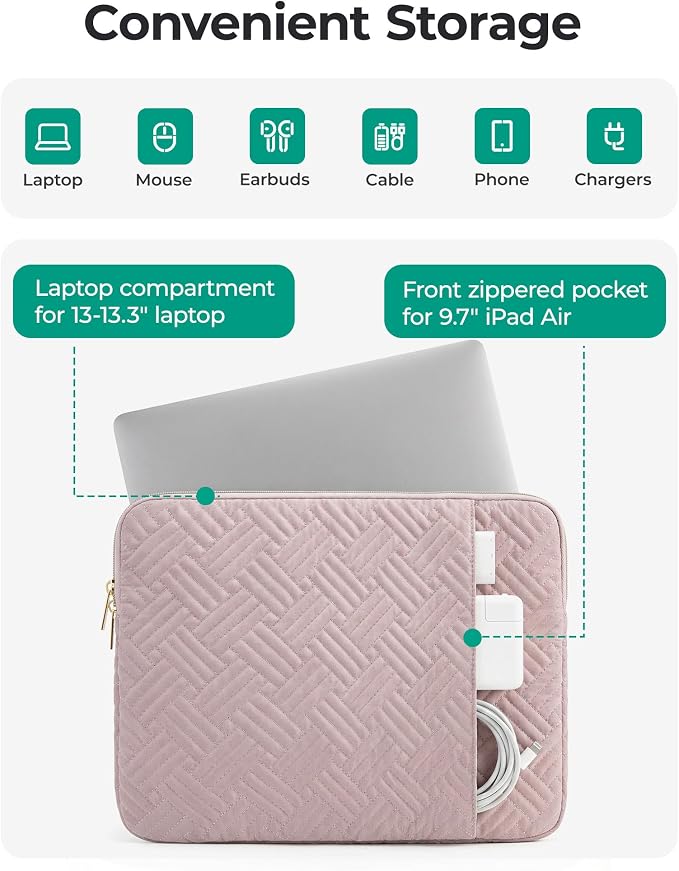 BAGSMART Laptop Sleeve Bag Compatible with MacBook Air/Pro, 13-13.3 inch Notebook, Compatible with MacBook Pro 14 Inch, MacBook Air M2 Sleeve 13 Inch, Repellent Protective Case with Pocket