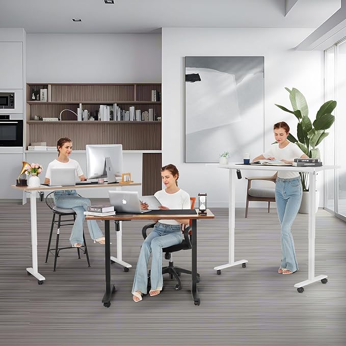 farexon arexon Electric Standing Desk 63 x 24In with Charging Station, Rolling Stand up Desk with Oversized Mouse Pad, 2 USB Ports & 3 Power Outlets, 4 Casters, 4 Preset Heights Easy to Set（Black