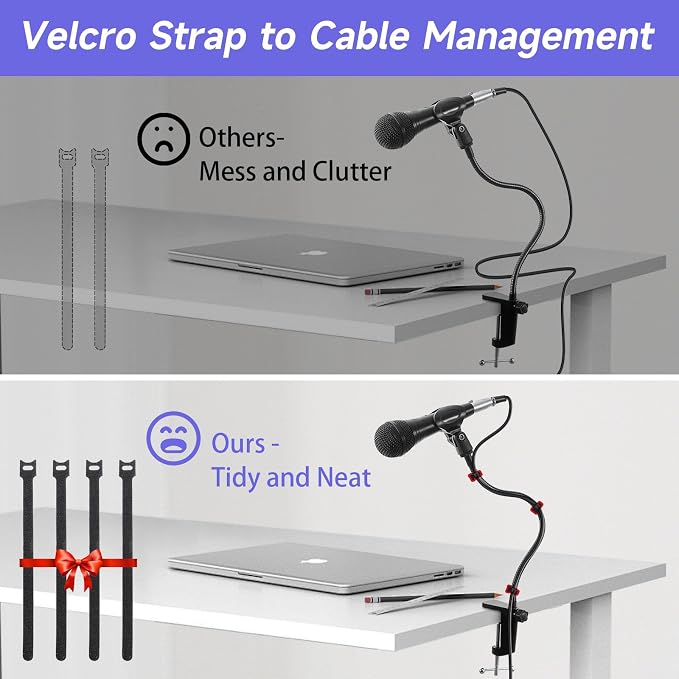 Podium Microphone Holder & Mic Holder -13.78" Flexible Gooseneck Desktop Mic Stands Holder for Lectern Podium Podcast Meetings Lectures Pulpit Streaming Gaming Studio