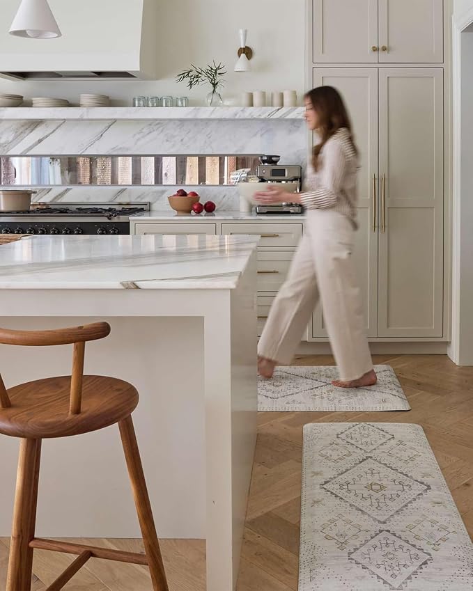 House of Noa Nama Standing Mat – Anti-Fatigue Cushioned Kitchen Mats for Floor | Ergonomic Bounce-Back Foam Kitchen Mats | Anti-Fatigue Mats for Kitchen & Standing | Ula Cashew | 22" x 36"