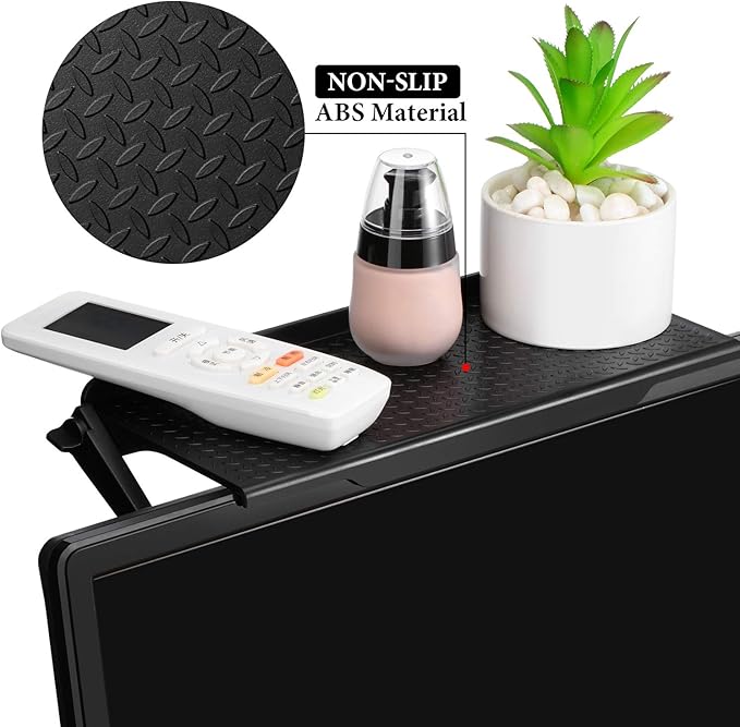 Blulu 2 Pieces TV Top Shelf Adjustable Screen Shelf TV Monitor Top Bracket for Cellphone Stand, Media Boxes, Game Console, Router and Home(11.8 x 4.7 Inch,Black)