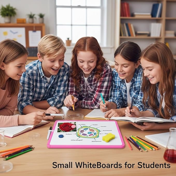 MXG Double Sided Pink Dry Erase Board, 8x12 Inch Portable Small Whiteboard for Fridge, Wall & Desk, Includes Markers, Eraser & Magnets for Home, Office, Classroom, Calendar & Notes