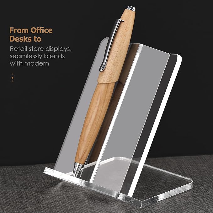 SANRUI Clear Acrylic Pen Holder for Desk, Modern Desktop Organizer, Sleek Pencil Display Stand, Aesthetic Office Accessories, Ideal Graduation & Birthday Gift for Men, Women & Students, 2 Slots