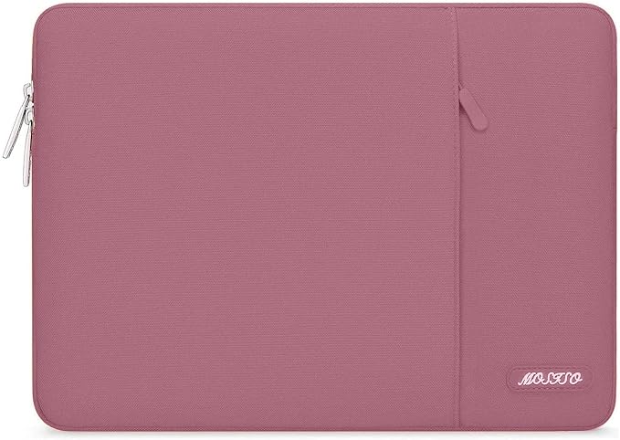 MOSISO Laptop Case 16 inch, 15-15.6 inch Laptop Sleeve Compatible with MacBook Pro 16 M5 M4 M3 M2 M1, HP Acer Dell Lenovo ASUS, Polyester Vertical Computer Sleeve Bag with Pocket, Dusty Rose