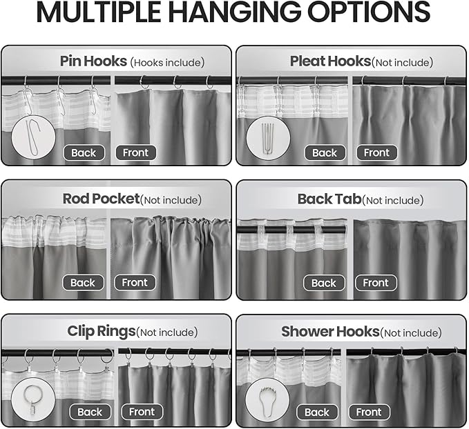 Extra Wide Blackout Curtains Room Separator - Room Divider Curtains for Ceiling Track System or Rod with Hooks - Privacy Floor to Ceiling Curtain for Wall Ceiling Mount Track, 1 Panel