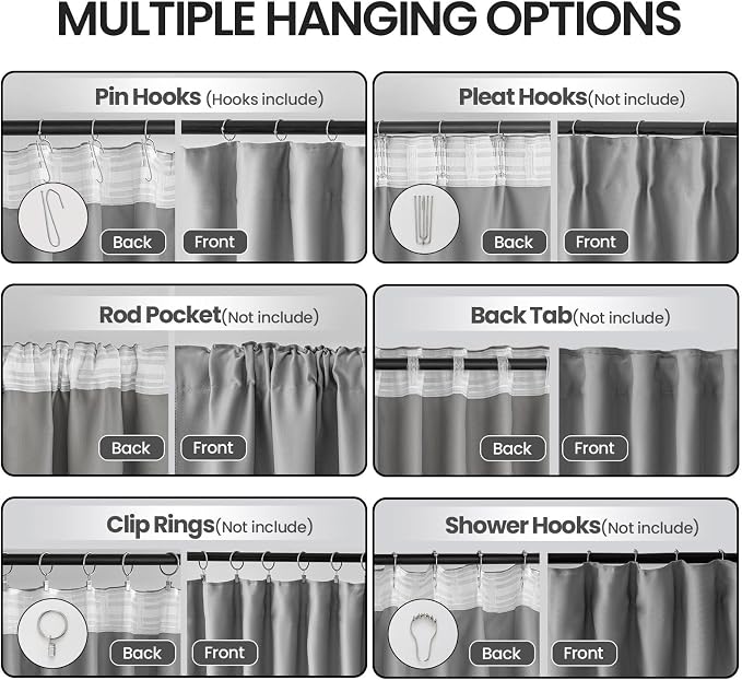 Extra Wide Blackout Curtains Room Separator - Room Divider Curtains for Ceiling Track System or Rod with Hooks - Privacy Floor to Ceiling Curtain for Wall Ceiling Mount Track, 1 Panel