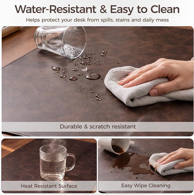 Magnetic Desk Mat System with Wrist Support 80×40cm, Premium Leather Desk Pad with Magnetic Accessories, Waterproof Non-Slip Desk Organizer for Office & Gaming
